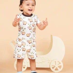 Teddytot Interlock Sheep Digital Print Organic Cotton T-Shirt & Shorts Set