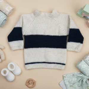 Teddytot Handmade Cardigan – Navy Blue and White Stripes