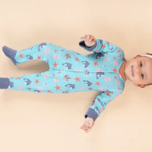 Teddytot Sea Life Print Organic Cotton Footed Romper + Sleepsuit