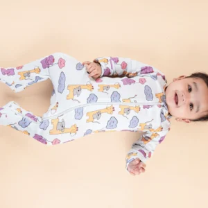 Teddytot Interlock Giraffe Digital Print Organic Cotton Romper + Sleepsuit