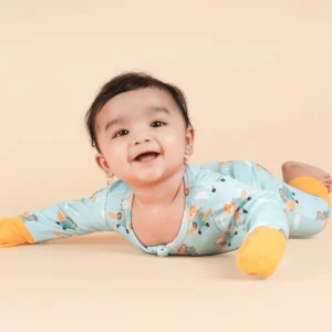 Teddytot Interlock Airplane Pattern Digital Print Organic Cotton Romper