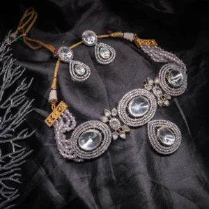 American Diamond Grey Silver Choker