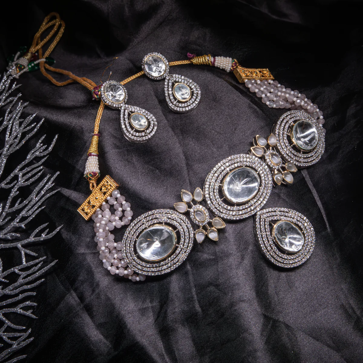 American Diamond Grey Silver Choker