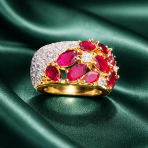 Zevar Club Ruby Red Gold Plated Statement Band Ring