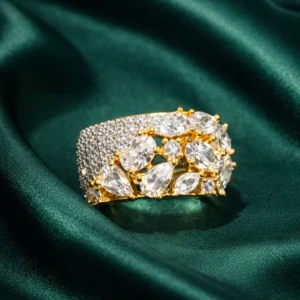 Zevar Club Gold Plated Ivory Statement Band Ring