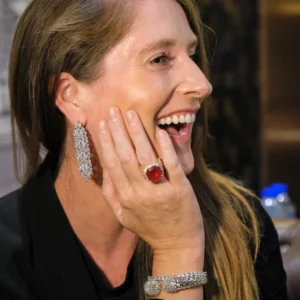 Zevar Club Ruby Red Gold & Silver Statement Cocktail Ring