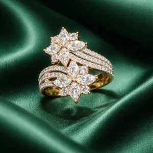 Zevar Club Gold Tone Adjustable Gold & Silver Statement Ring for Women