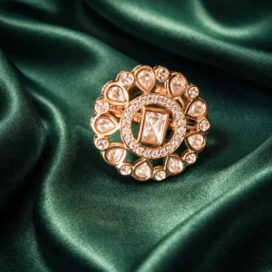 Zevar Club Gold Plated Statement Neutral Ivory Ring