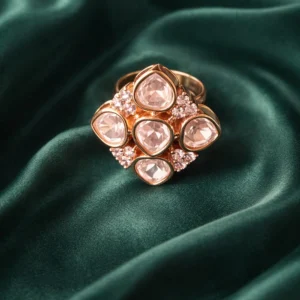 Zevar Club Gold Plated Statement Rhombus Ring