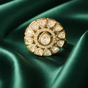 Zevar Club Gold Plated Uncut Kundan Statement Ring