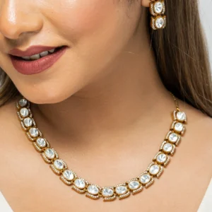 All Zevar Club products are made in Brass. This ensures our users don't get rashes on their skin while the jewellery feels light weight. The products are gold/silver plated so that they don't tarnish. Please follow the care instructions to increase the life span of these pieces!