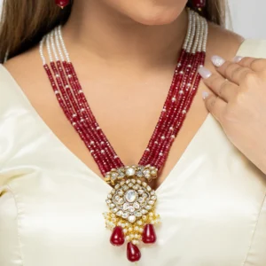 Zevar Club Red Victorian Pearl Peacock Drop Set